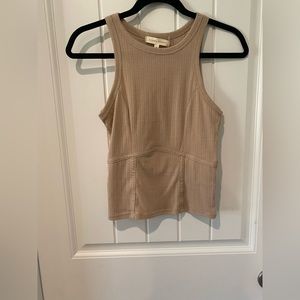 Buckle High Neck Taupe Tank